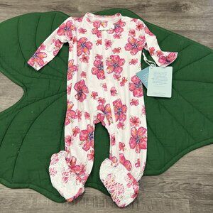 Coco Moon Hawaii 9-12M Hibiscus Bamboo Zipper Footie